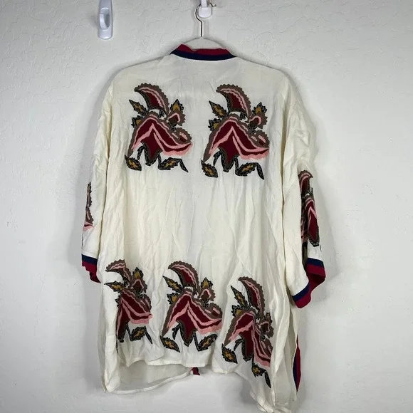 Elevenses Anthropologie Kimono Jacket Embroidered Floral Boho Festival One Size - Picture 8 of 15